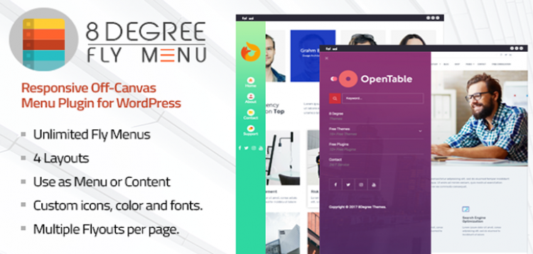 Item cover for download 8Degree Fly Menu - Responsive Off-Canvas Menu Plugin for WordPress
