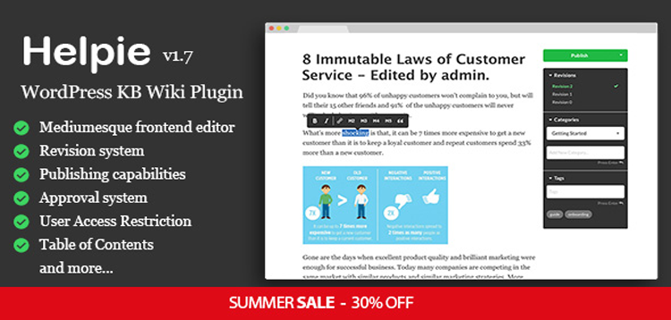 Item cover for download Helpie WordPress KB Wiki Plugin