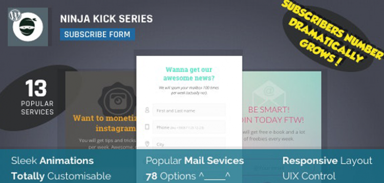 Item cover for download Subscription Email List WordPress Plugin — Ninja Kick