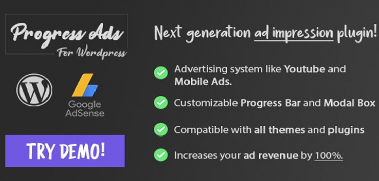 Item cover for download Progress Ads - WordPress Skippable Ads Plugin