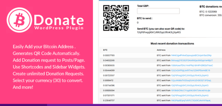Item cover for download BITCOIN DONATE – A WORDPRESS PLUGIN