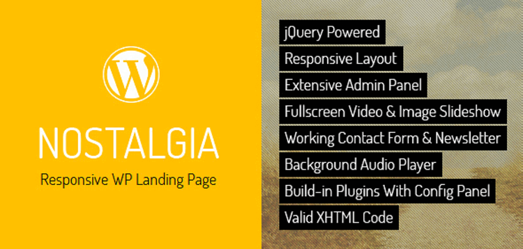 Item cover for download NOSTALGIA – RESPONSIVE WORDPRESS LANDING PAGE