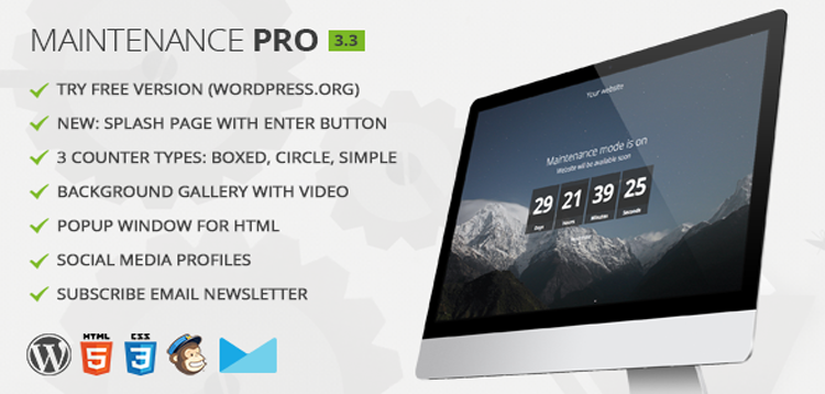 Item cover for download Maintenance PRO - WordPress plugin