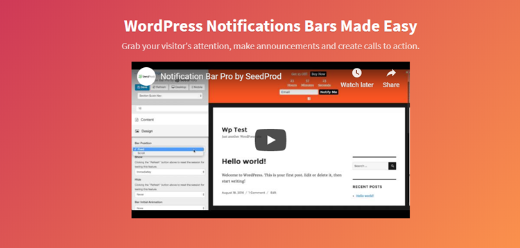 Item cover for download SeedProd Notification Bar Pro