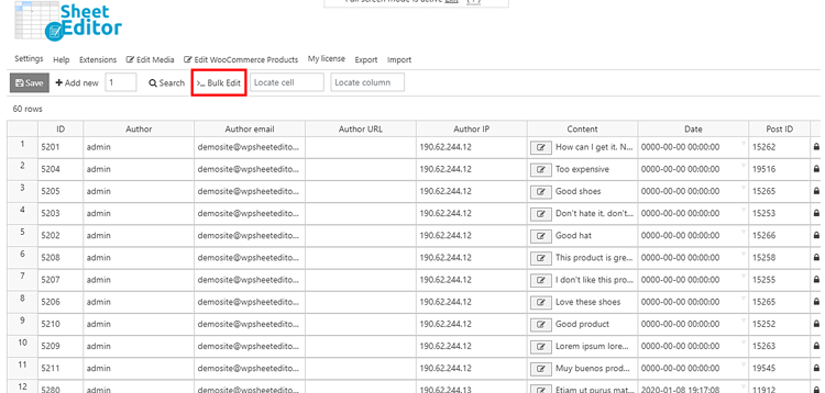 Item cover for download WP Sheet Editor Comments Pro