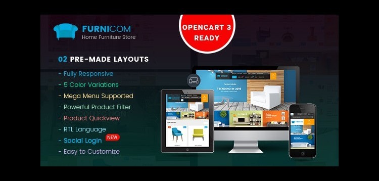 Item cover for download Furnicom - Responsive Multipurpose OpenCart 3 & 2.x Theme