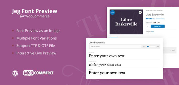 Item cover for download Jeg Font Preview - WooCommerce Extension WordPress Plugin