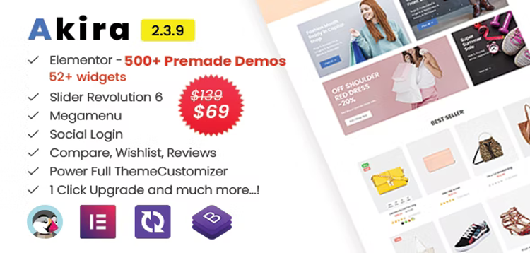 Item cover for download Akira Elementor - Multipurpose Prestashop 1.7 Theme
