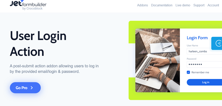 Item cover for download JetFormBuilder User Login Action Add-on