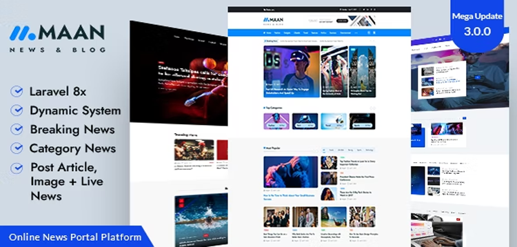 Item cover for download Maan News- Laravel Magazine Blog & News PHP Script