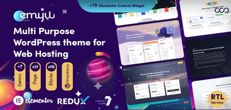 Item cover for download Emyui - Multipurpose Web Hosting WordPress Theme