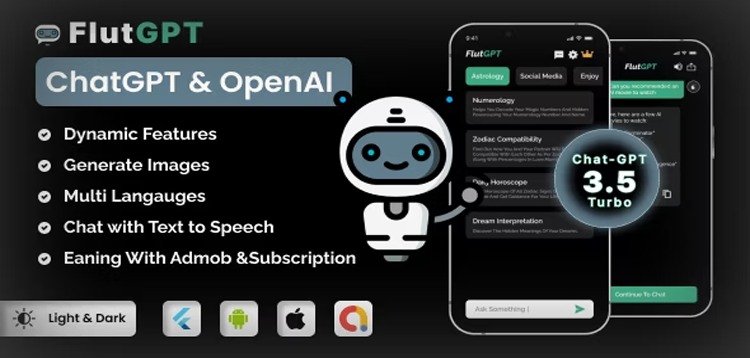 Item cover for download FlutGpt - ChatGPT Flutter Full Application | Art Generator | ADMOB | Subscription Plan