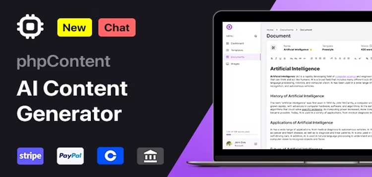 Item cover for download phpContent - AI Content Generator Platform (SaaS)