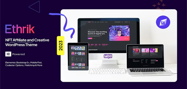 Item cover for download Ethrik - Creative & NFT Affiliate WordPress Theme