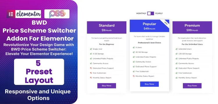 Item cover for download BWD Pricing Scheme Switcher Addon For Elementor
