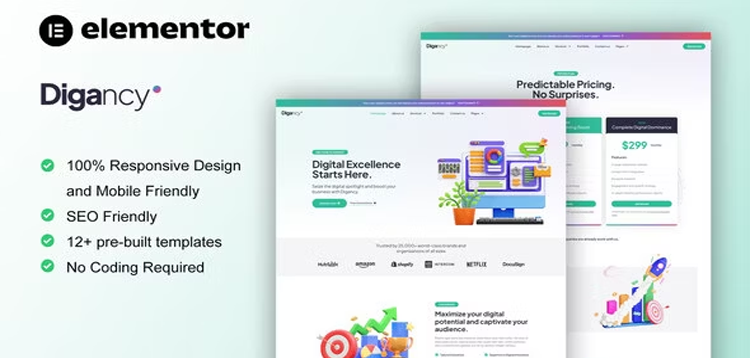 Item cover for download Digancy - Digital Agency Elementor Template Kit
