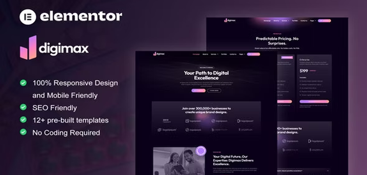 Item cover for download Digimax - Digital Marketing Agency Elementor Template Kit