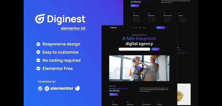 Item cover for download Diginest - Digital Agency Services Elementor Template Kit