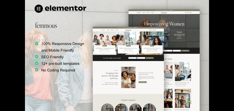 Item cover for download Femmous - Modern Feminine Blog Elementor Template Kit