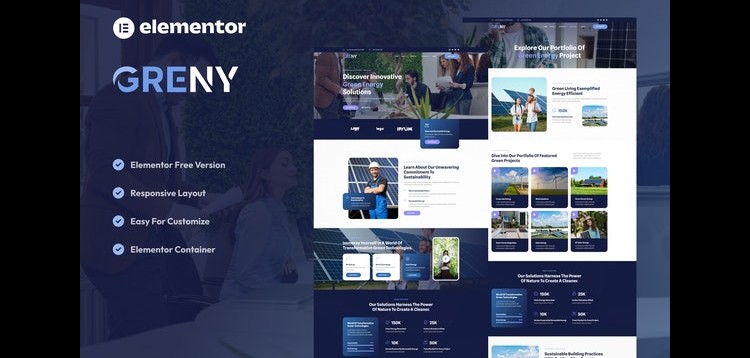 Item cover for download Greny - Solar & Renewable Energy Elementor Template Kit