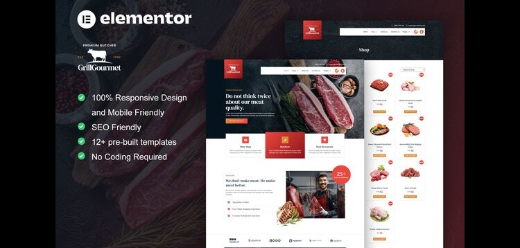 Item cover for download GrillGourmet - Butcher & Meat Shop Elementor Template Kit