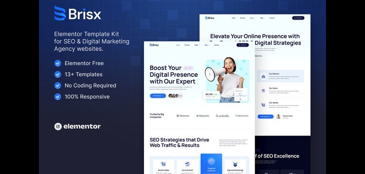 Item cover for download Brisx– SEO & Digital Marketing Agency Elementor Template Kit