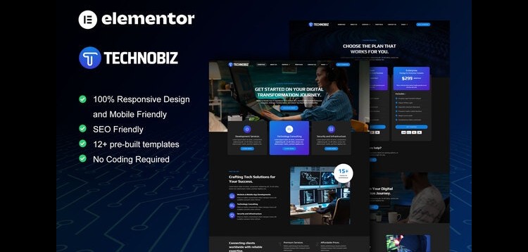 Item cover for download TechnoBiz- IT Solutions & Services Elementor Pro Template Kit