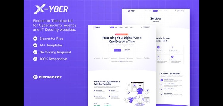 Item cover for download Xyber – Cybersecurity Agency & IT Security Elementor Template Kit