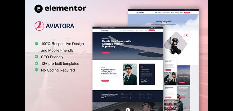 Item cover for download Aviatora - Aviation & Flight School Elementor Pro Template Kit