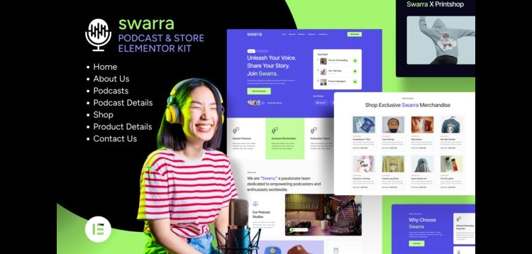 Item cover for download Swarra - Podcast Streaming & Merchandise Store Template Kit