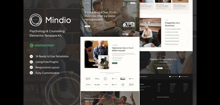 Item cover for download Mindio - Psychology & Counseling Elementor Template Kit