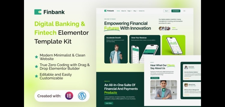 Item cover for download Finbank - Digital Banking & Fintech Elementor Template Kit