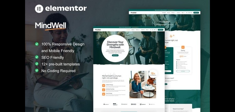 Item cover for download MindWell - Mental Health Care Elementor Pro Template Kit