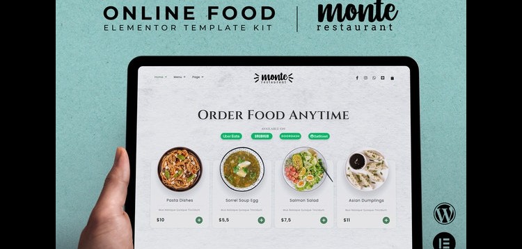 Item cover for download Monte - Online Food Elementor Template Kit