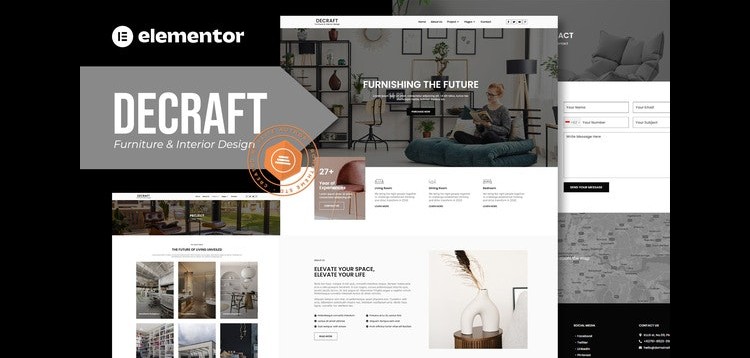 Item cover for download Decraft - Furniture & Interior Design Elementor Template Kit