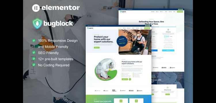 Item cover for download BugBlock - Pest Control Service Elementor Template Kit
