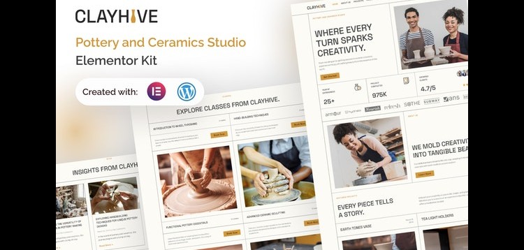 Item cover for download ClayHive - Pottery & Ceramics Studio Elementor Kit
