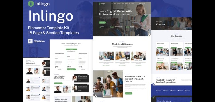 Item cover for download Inlingo - Professional English Course Elementor Template Kit