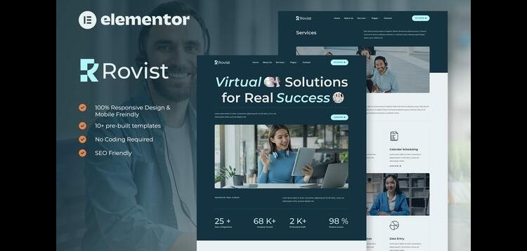 Item cover for download Rovist - Virtual Assistant Service Elementor Template Kit