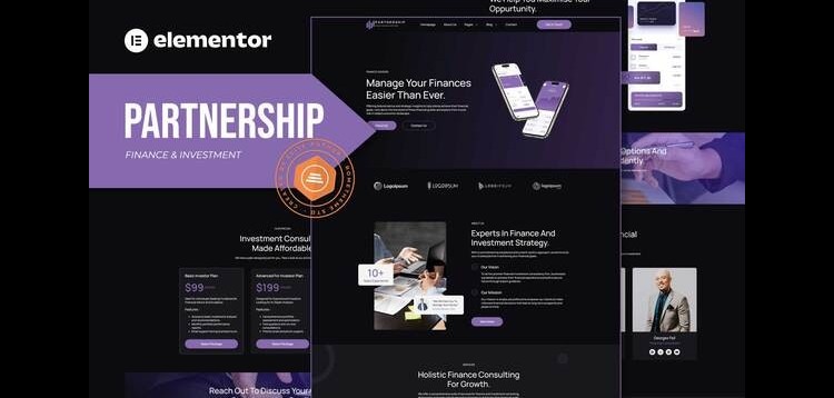 Item cover for download Partnership - Finance & Investment Consultant Elementor Template Kit