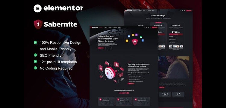 Item cover for download Sabernite - Cyber Security Services Elementor Pro Template Kit