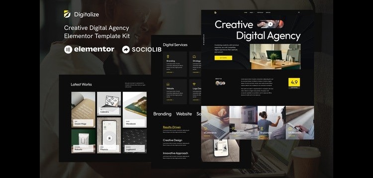 Item cover for download Digitalize - Creative Digital Agency & Portfolios Elementor Template Kit