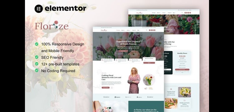 Item cover for download Florize - Florist & Flower Boutique Elementor Template Kit