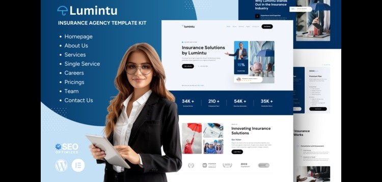 Item cover for download Lumintu - Insurance Agency Elementor Template Kit