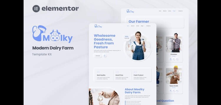 Item cover for download Moolky - Modern Dairy Farm Elementor Template Kit