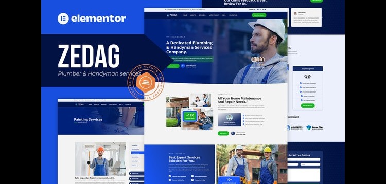 Item cover for download Zedag - Plumber & Handyman Services Elementor Pro Template Kit