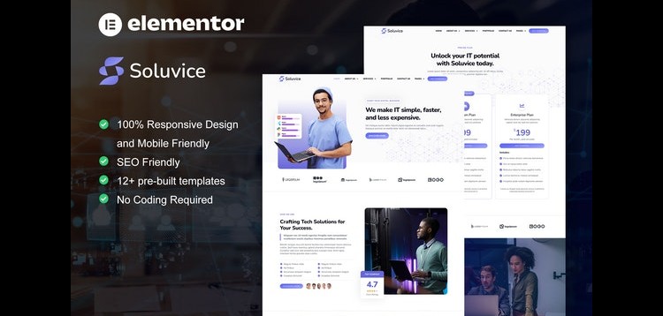 Item cover for download Soluvice - IT Solutions & Services Company Elementor Pro Template Kit