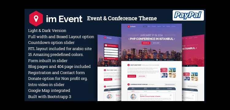 Item cover for download imEvent - Conference Meetup Christmas New Year Halloween Event WordPress Theme