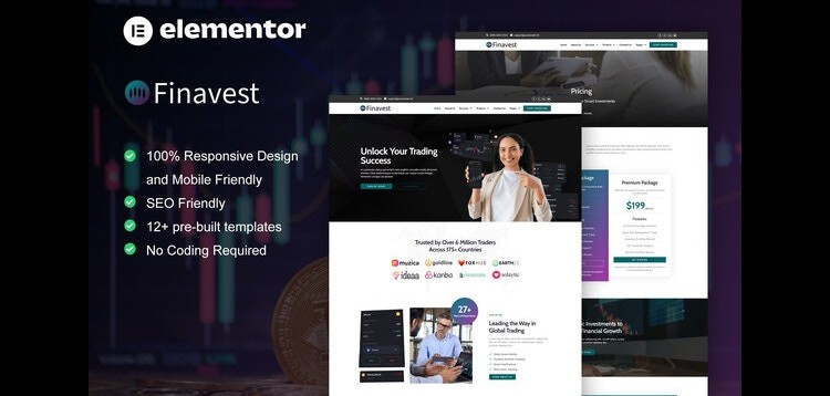 Item cover for download Finavest - Trading & Investment Elementor Pro Template Kit