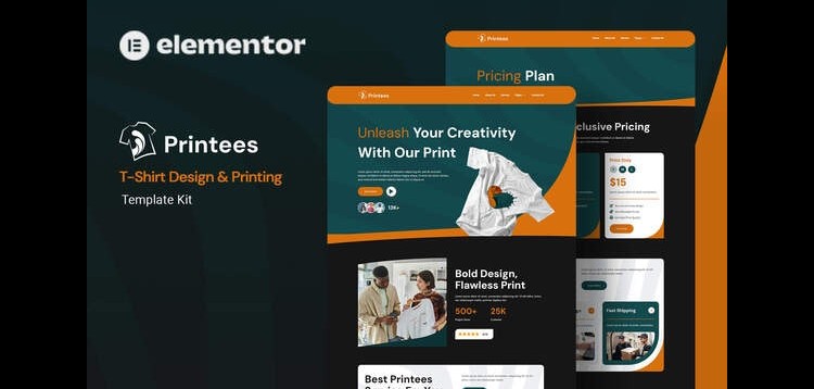 Item cover for download Printees - T-Shirt Design & Printing Elementor Template Kit